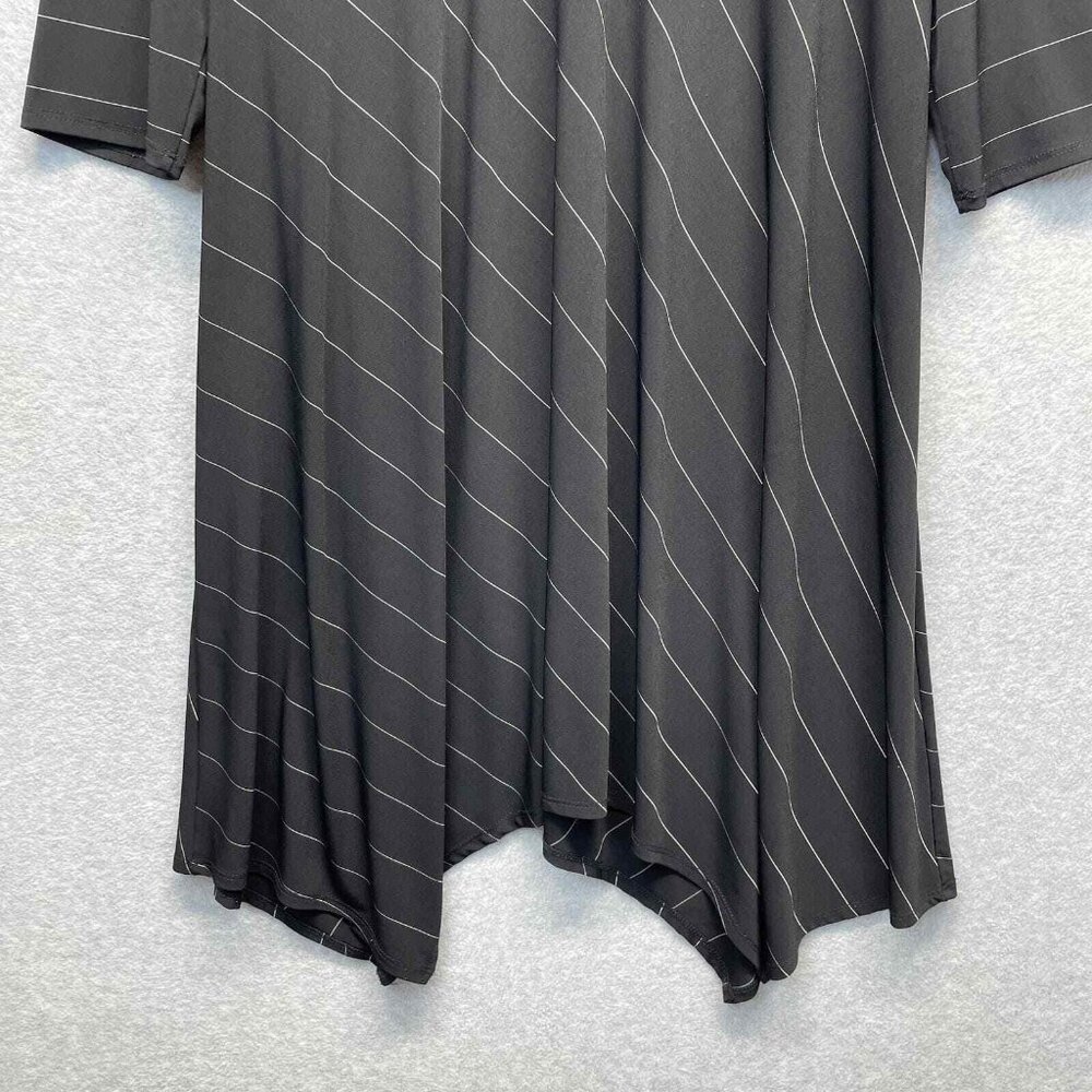 IC By Connie K Dress Womens XL Stretch Jersey Black Asymmetrical Hem Striped - Picture 3 of 11